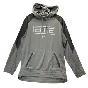 Nike Therma-Fit Elite Hoodie Men’s M Gray Pullover Athletic Training Sweatshirt